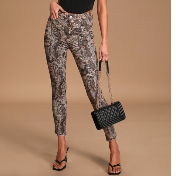 NWT Raw High-Rise Tan Snake Print  Jegging-24 - Picture 3 of 10